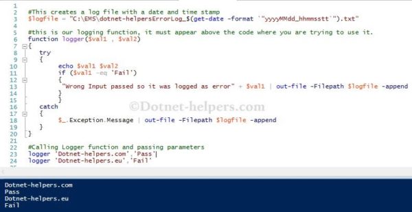 Simple function for error logging in PowerShell script | PowerShell