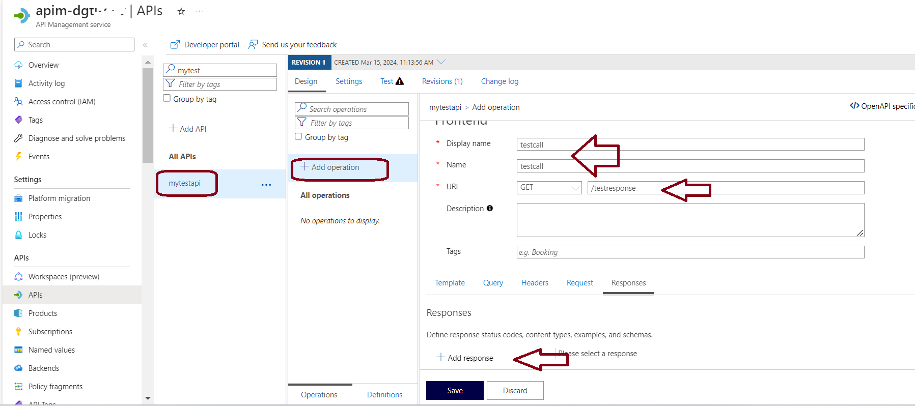 Azure APIM mock API responses