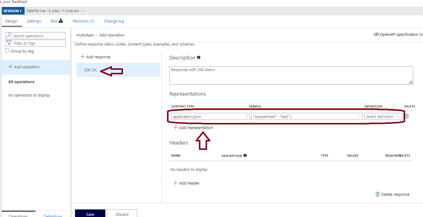 Azure APIM mock API responses